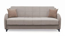 Canapea extensibila WAVE, 3 locuri, cu arcuri si lada pentru depozitare, bej + maro, 198x80x85 cm