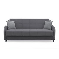 Canapea extensibila WAVE, 3 locuri, cu arcuri si lada pentru depozitare, gri inchis + gri deschis, 198x80x85 cm - 1