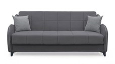 Canapea extensibila WAVE, 3 locuri, cu arcuri si lada pentru depozitare, gri inchis + gri deschis, 198x80x85 cm