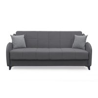Canapea extensibila WAVE, 3 locuri, cu arcuri si lada pentru depozitare, gri inchis + gri deschis, 198x80x85 cm - 1