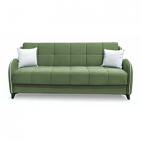 Canapea extensibila WAVE, 3 locuri, cu arcuri si lada pentru depozitare, verde + crem, 198x80x85 cm - 1