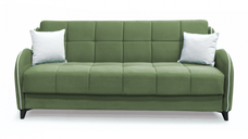 Canapea extensibila WAVE, 3 locuri, cu arcuri si lada pentru depozitare, verde + crem, 198x80x85 cm