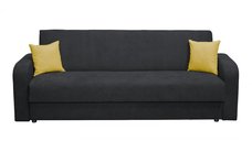 Canapea FANTAZI S extensibila, 3 locuri, cu arcuri, lada depozitare, gri inchis + galben, 225x80x90 cm