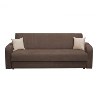 Canapea FANTAZI S extensibila, 3 locuri, cu arcuri, lada depozitare, maro + bej, 225x80x90 cm - 1