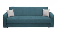 Canapea FANTAZI S extensibila, 3 locuri, cu arcuri, lada depozitare, turcoaz + gri deschis, 225x80x90 cm