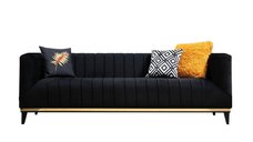 Canapea fixa BELLINO, 3 locuri, negru + auriu, 222x89x75 cm