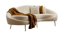 Canapea fixa ESES, 3 locuri, colt dreapta, crem, 255x120x85 cm