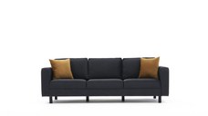 Canapea fixa KALE, 3 locuri, antracit, 222x91x83 cm