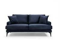 Canapea fixa PAPIRA, 2 locuri, albastru marin, 175x90x88 cm - 1