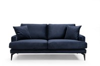 Canapea fixa PAPIRA, 2 locuri, albastru marin, 175x90x88 cm - 1