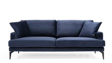 Canapea fixa PAPIRA, 3 locuri, albastru marin, 205x90x88 cm
