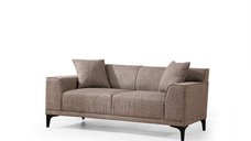 Canapea fixa PETRA, 2 locuri, cafeniu, 165x86x87 cm