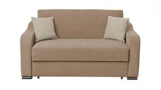 Canapea FRUNZA extensibila, 2 locuri, cu arcuri, lada depozitare, bej + crem, 165x110x90 cm