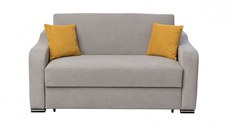 Canapea FRUNZA extensibila, 2 locuri, cu arcuri, lada depozitare, gri + mustar, 165x110x90 cm