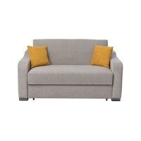 Canapea FRUNZA extensibila, 2 locuri, cu arcuri, lada depozitare, gri + mustar, 165x110x90 cm - 1