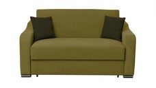 Canapea FRUNZA extensibila, 2 locuri, cu arcuri, lada depozitare, verde deschis + verde inchis, 165x110x90 cm