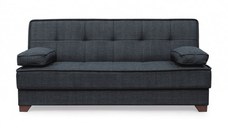 Canapea LEON II extensibila, 3 locuri, cu arcuri si lada depozitare, gri inchis, 190x82x88 cm