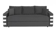 Canapea LIMA extensibila, 3 locuri, cu arcuri si lada depozitare, gri inchis + ornamente alb, 230x110x80 cm