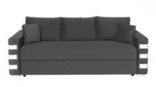 Canapea LIMA extensibila, 3 locuri, cu arcuri si lada depozitare, gri inchis + ornamente alb, 230x110x80 cm
