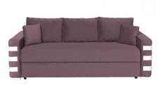 Canapea LIMA extensibila, 3 locuri, cu arcuri si lada depozitare, mov + ornamente alb, 230x110x80 cm