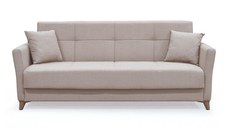 Canapea LOREN extensibila, 3 locuri, cu arcuri si lada depozitare, bej, 203x85x85 cm