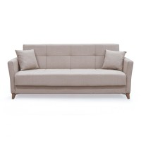 Canapea LOREN extensibila, 3 locuri, cu arcuri si lada depozitare, bej, 203x85x85 cm - 1