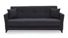 Canapea LOREN extensibila, 3 locuri, cu arcuri si lada depozitare, gri inchis, 203x85x85 cm