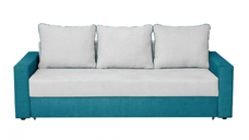 Canapea NICO II 3L extensibila, 3 locuri, cu arcuri si lada depozitare, albastru + gri deschis, 220x85x75 cm