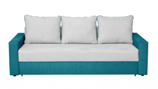 Canapea NICO II 3L extensibila, 3 locuri, cu arcuri si lada depozitare, albastru + gri deschis, 220x85x75 cm