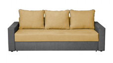 Canapea NICO II 3L extensibila, 3 locuri, cu arcuri si lada depozitare, gri inchis + galben, 220x85x75 cm