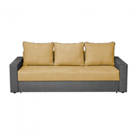 Canapea NICO II 3L extensibila, 3 locuri, cu arcuri si lada depozitare, gri inchis + galben, 220x85x75 cm - 1
