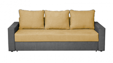 Canapea NICO II 3L extensibila, 3 locuri, cu arcuri si lada depozitare, gri inchis + galben, 220x85x75 cm