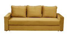 Canapea NICO II extensibila, 3 locuri, cu arcuri si lada depozitare, galben, 220x85x75 cm