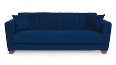 Canapea QUEEN extensibila, 3 locuri, cu arcuri si lada depozitare, albastru, 218x70x80 cm