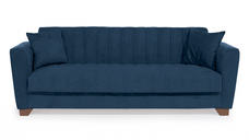 Canapea QUEEN extensibila, 3 locuri, cu arcuri si lada depozitare, albastru, 218x70x80 cm