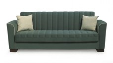 Canapea QUEEN extensibila, 3 locuri, cu arcuri si lada depozitare, verde, 218x70x80 cm