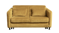 Canapea RAVIT extensibila, 3 locuri, cu arcuri si lada depozitare, galben mustar, 173x122x88 cm