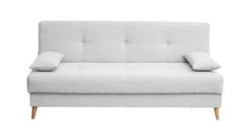 Canapea ROMA extensibila, 3 locuri, cu arcuri si lada depozitare, gri deschis, 190x87x92 cm