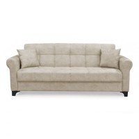 Canapea SALLY extensibila, 3 locuri, cu arcuri si lada depozitare, bej, 215x80x83 cm - 1