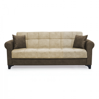 Canapea SALLY extensibila, 3 locuri, cu arcuri si lada depozitare, bej + maro, 215x80x83 cm - 1