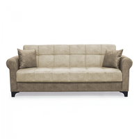 Canapea SALLY extensibila, 3 locuri, cu arcuri si lada depozitare, bej + maro, 215x80x83 cm - 1