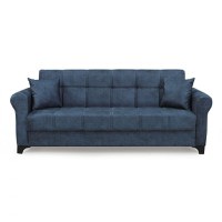 Canapea SALLY extensibila, 3 locuri, cu arcuri si lada depozitare, gri albastrui, 215x80x83 cm - 1