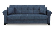 Canapea SALLY extensibila, 3 locuri, cu arcuri si lada depozitare, gri albastrui, 215x80x83 cm