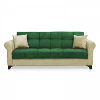 Canapea SALLY extensibila, 3 locuri, cu arcuri si lada depozitare, verde + bej, 215x80x83 cm - 1