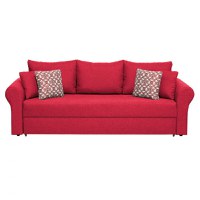 Canapea SARA II extensibila, 3 locuri, cu lada depozitare, rosu + print MZT rosu, 235x90x75 cm - 1