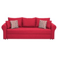 Canapea SARA II extensibila, 3 locuri, cu lada depozitare, rosu + print MZT rosu, 235x90x75 cm - 1