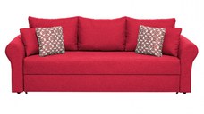 Canapea SARA II extensibila, 3 locuri, cu lada depozitare, rosu + print MZT rosu, 235x90x75 cm