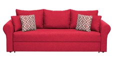 Canapea SARA II extensibila, 3 locuri, cu lada depozitare, rosu + print MZT rosu, 235x90x75 cm