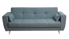Canapea SIENA extensibila, 3 locuri, cu arcuri si lada depozitare, albastru, 230x87x92 cm