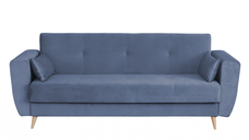 Canapea SIENA I extensibila, 3 locuri, cu arcuri si lada depozitare, albastru deschis, 225x85x95 cm